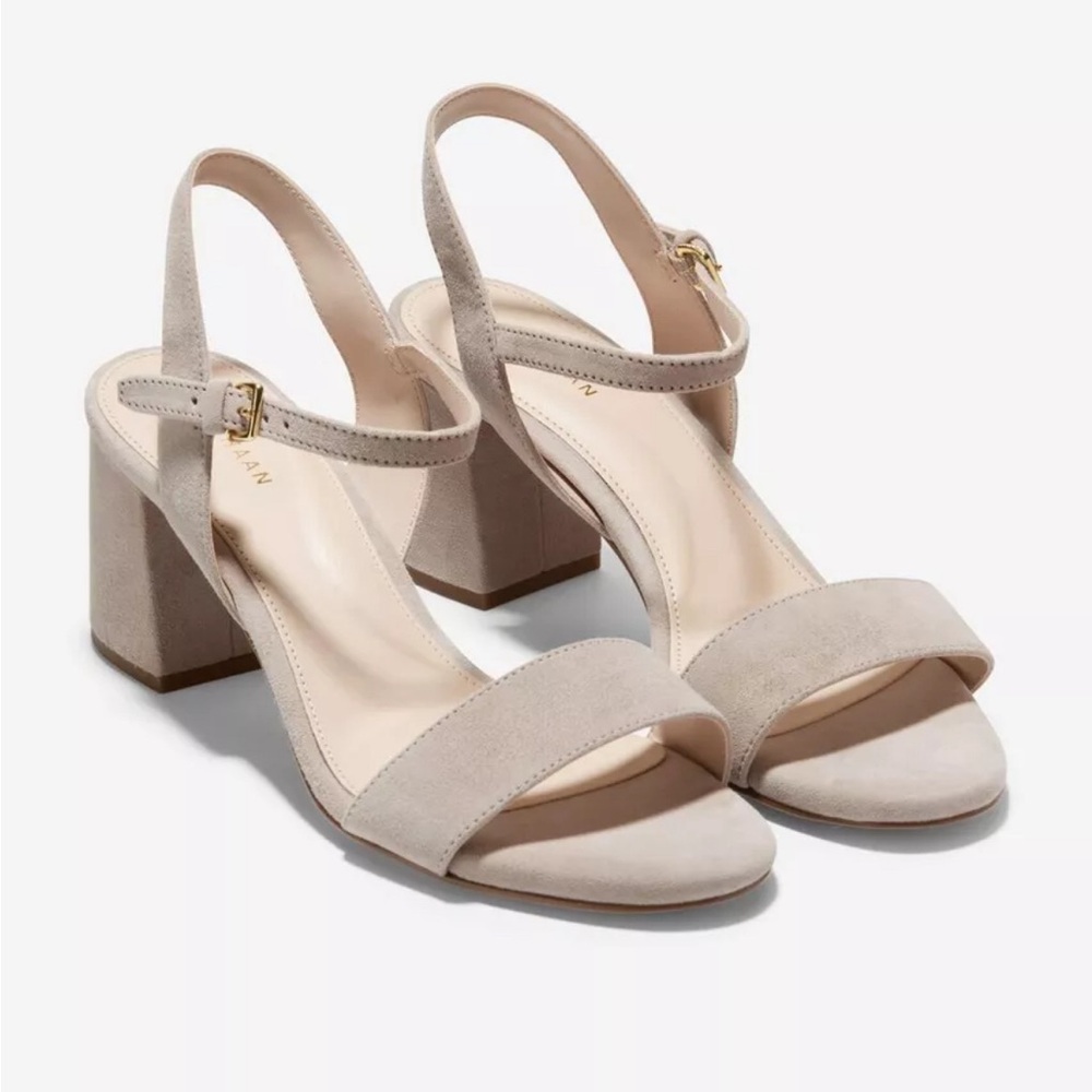Cole Haan Women's Josie Block Heel Sandal in Light Mortar Suede Size 6.5